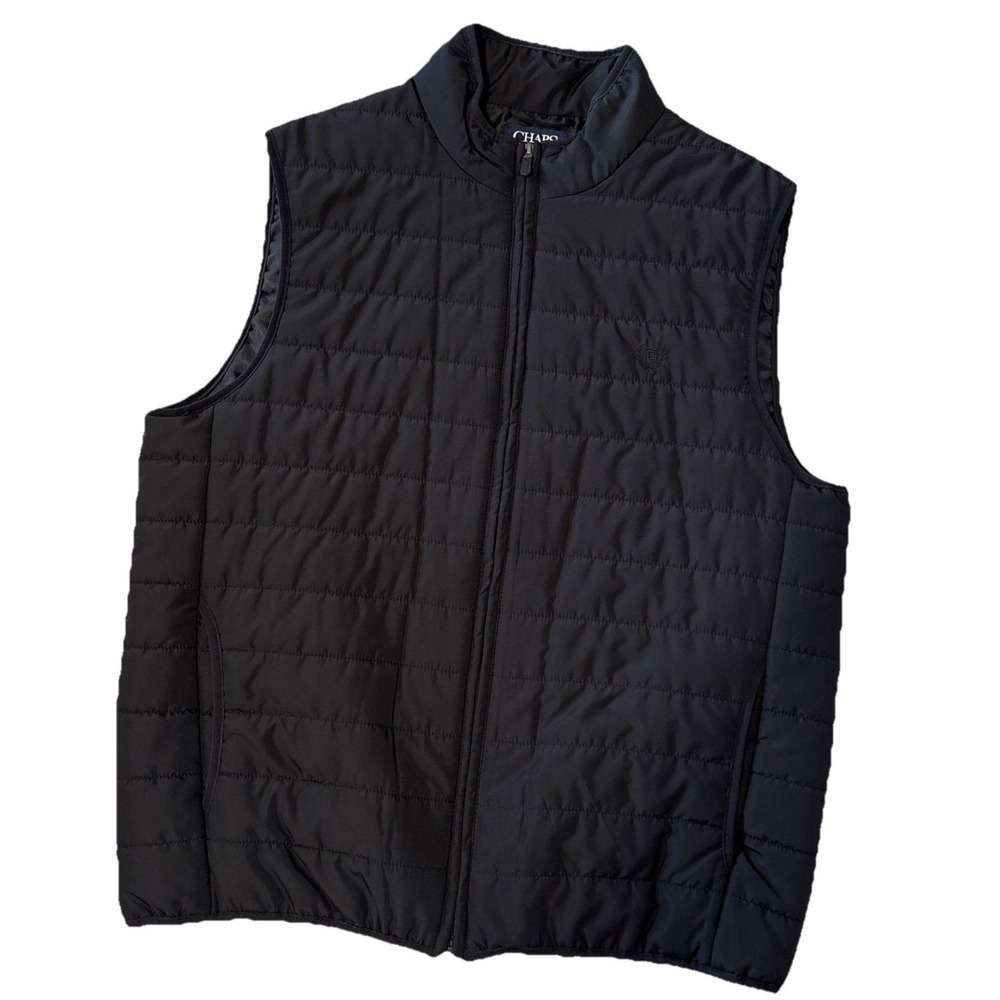 Chaps Men's XL Black Quilted Puffer Vest Lightweight Full Zip Mock Neck